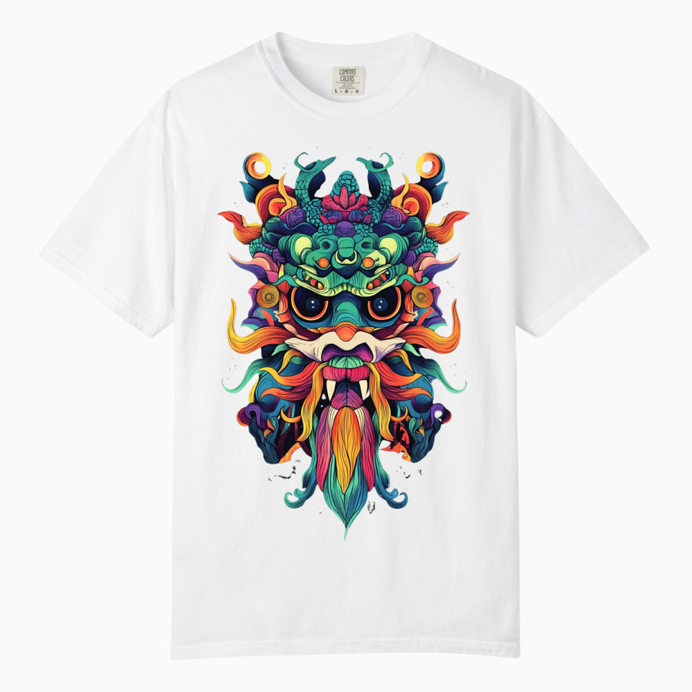 Floral Monster Mask Abstract Art TShirts, Comfort Color, Unisex Streetwear Tee