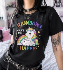 Cute Goth Pride Unicorn Shirt, Rainbow Pride Tee, Gothic Cute Rainbow Shirt