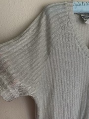 XL Vintage International Male Silver Sparkle V-neck Shirt Club Dance Party Sheer