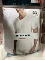 NEW TOMMY JOHN Cotton Basics Crew Neck T Shirt White 2XL 2 Pack Stay Tucked