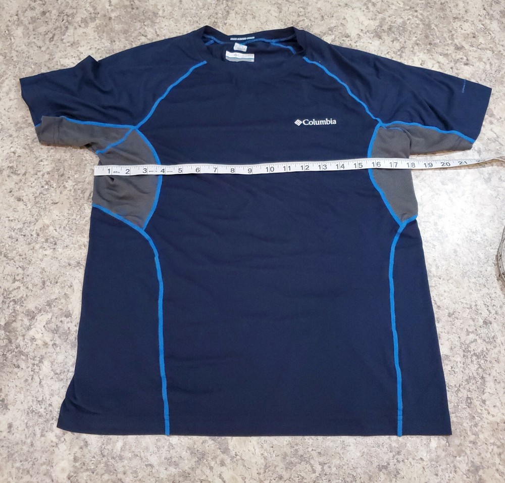 Columbia Shirt Men M Short Sleeve Blue Fishing Beach Outdoor OmniZero Microfiber