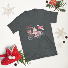14 February Heart Day Holiday Happy Valentine’s Day T-Shirt, Bicycle Love Gift