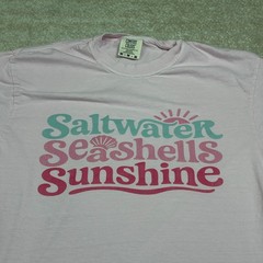 Comfort Colors T-Shirt Unisex M Pink Saltwater Seashells Sunshine Graphic Tee