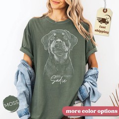 Personalized Custom Dog Portrait Comfort Tee Shirt Pet Owner