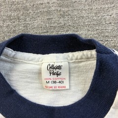 VINTAGE Collegiate Pacific Shirt Mens M USS Independence USNA Navy Ringer 70s