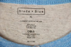 Blade + Blue Made in USA Raglan 3/4 Sleeve Henley Shirt Tri-Blend Mens XL