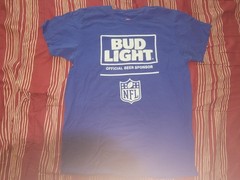 Bud Light Beer Official NFL Sponsor Mens Blue Short Sleeve T-Shirt Size Large