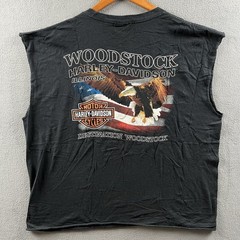 Vintage Harley Davidson Tank Top Mens 2XL Black Wolf Bear Sleeveless Cropped 90s
