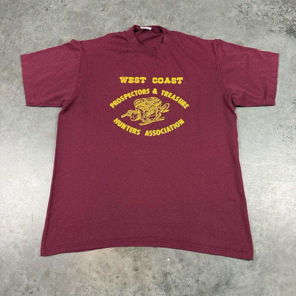 Vintage West Coat Tresure Hunter T Shirt Mens Large Burgandy USA 90s