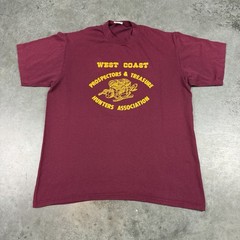 Vintage West Coat Tresure Hunter T Shirt Mens Large Burgandy USA 90s