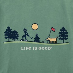 Life is Good. Men’s Putter Golf Vista Short Sleeve Crusher Tee, Granite Green