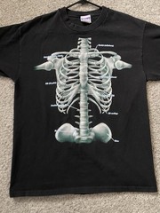 Vtg 90s Discovery Channel Skeleton Rib Cage T-shirt Adult L Mall goth Retro Emo