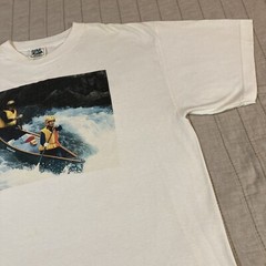 Vtg Canoe Shirt Graphic Tee Rowing Nature Art River Outdoors Sports Global Water