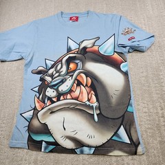 Vintage JNCO Jeans Shirt Men Small Bulldog Big Logo Blue USA Made 90s Y2K