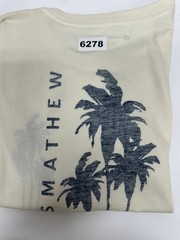 NWT Travis Mathew Salt Spray T-Shirt Mens XL Beige Palm Trees Short Sleeve