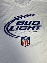 Bud Light Shirt Mens XL White Official Beer Sponsor Graphic Crew Neck Cotton