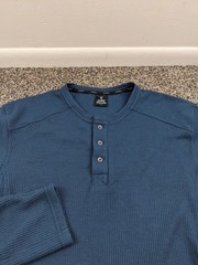 Kuhl Konflikt Henley Shirt Mens Large Blue Long Sleeve Waffle Knit Thermal 7472