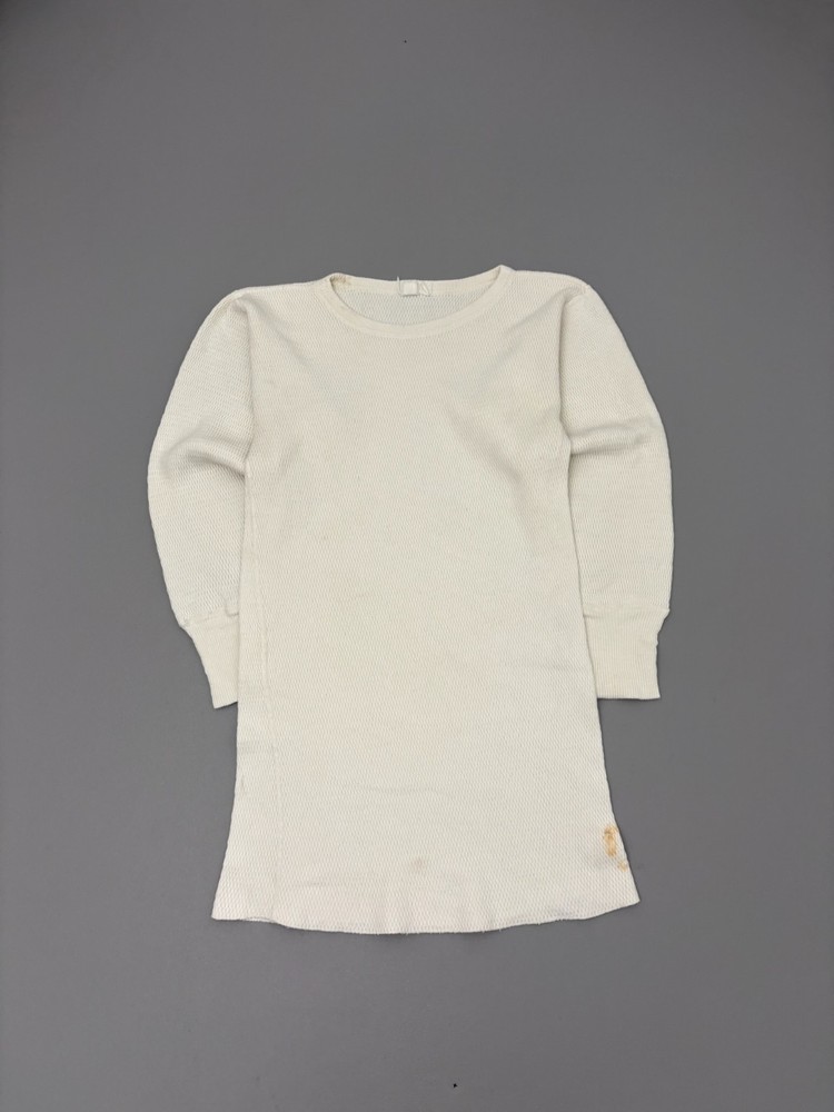 Vintage 70s JcPenny Thermal Shirt White 100% Combed Cotton Waffle Knit Flaws L
