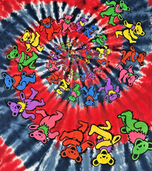 Grateful Dead Spiral Bears Multi Color Tie-Dye T-Shirt Size Large New