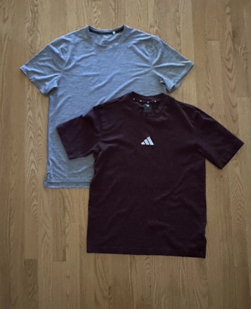 Lot Of 2 Mens Maroon Adidas T-shirt & Gray DSG Short Sleeve T-shirt Medium