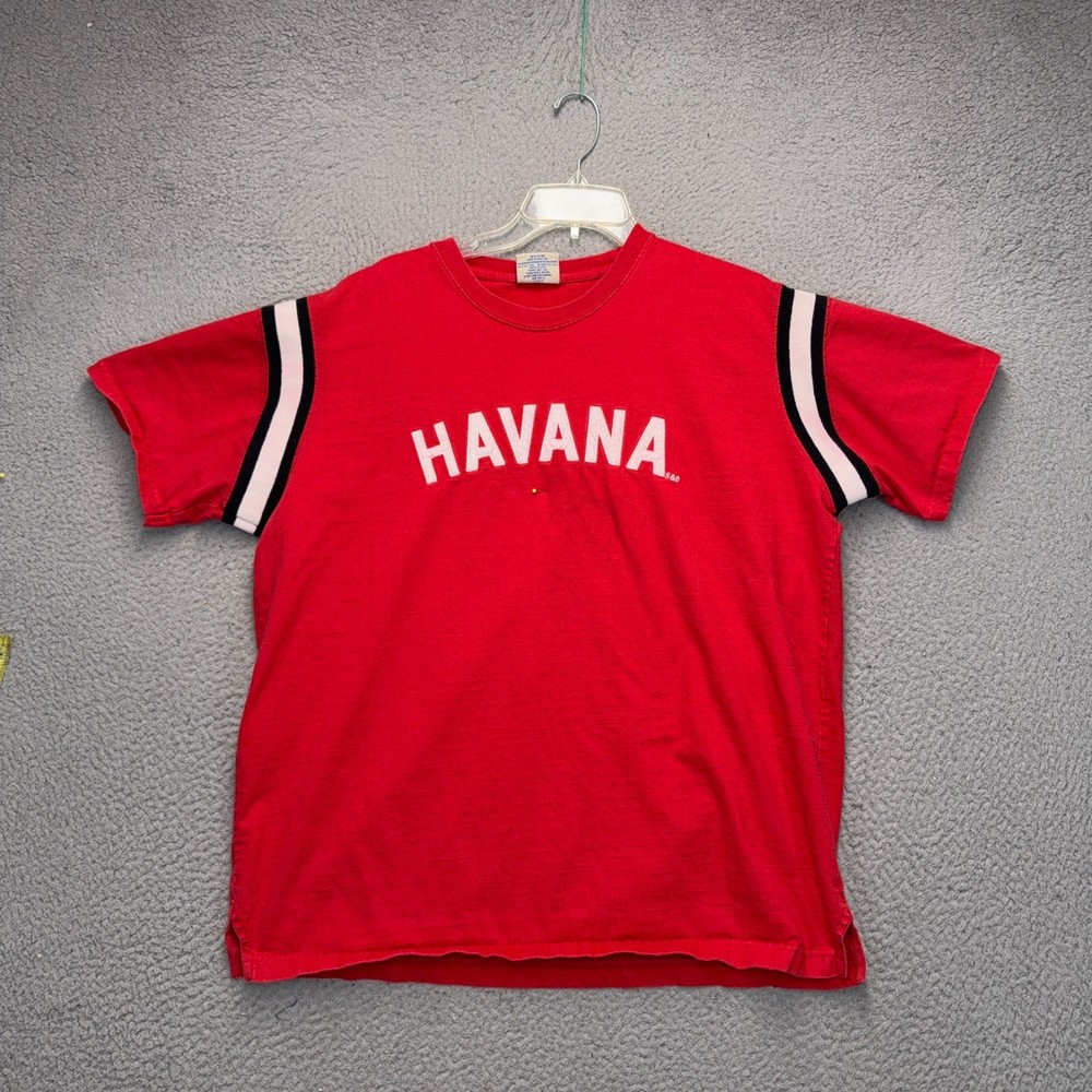Steve & Barrys Shirt Mens XL Red Havana Cuba Short Sleeve Crewneck FLAW