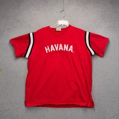 Steve & Barrys Shirt Mens XL Red Havana Cuba Short Sleeve Crewneck FLAW
