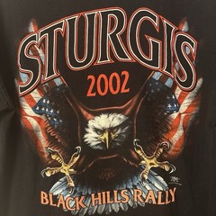 Sport Attack Sturgis 2002 Black Hills Rally Double-Sided Cotton Tee L