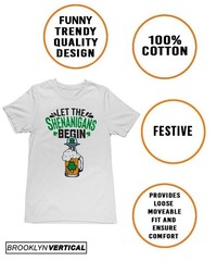 BROOKLYN VERTICAL St Patrick’s Day Clover Lucky Charm Shenanigans Funny Short Sl
