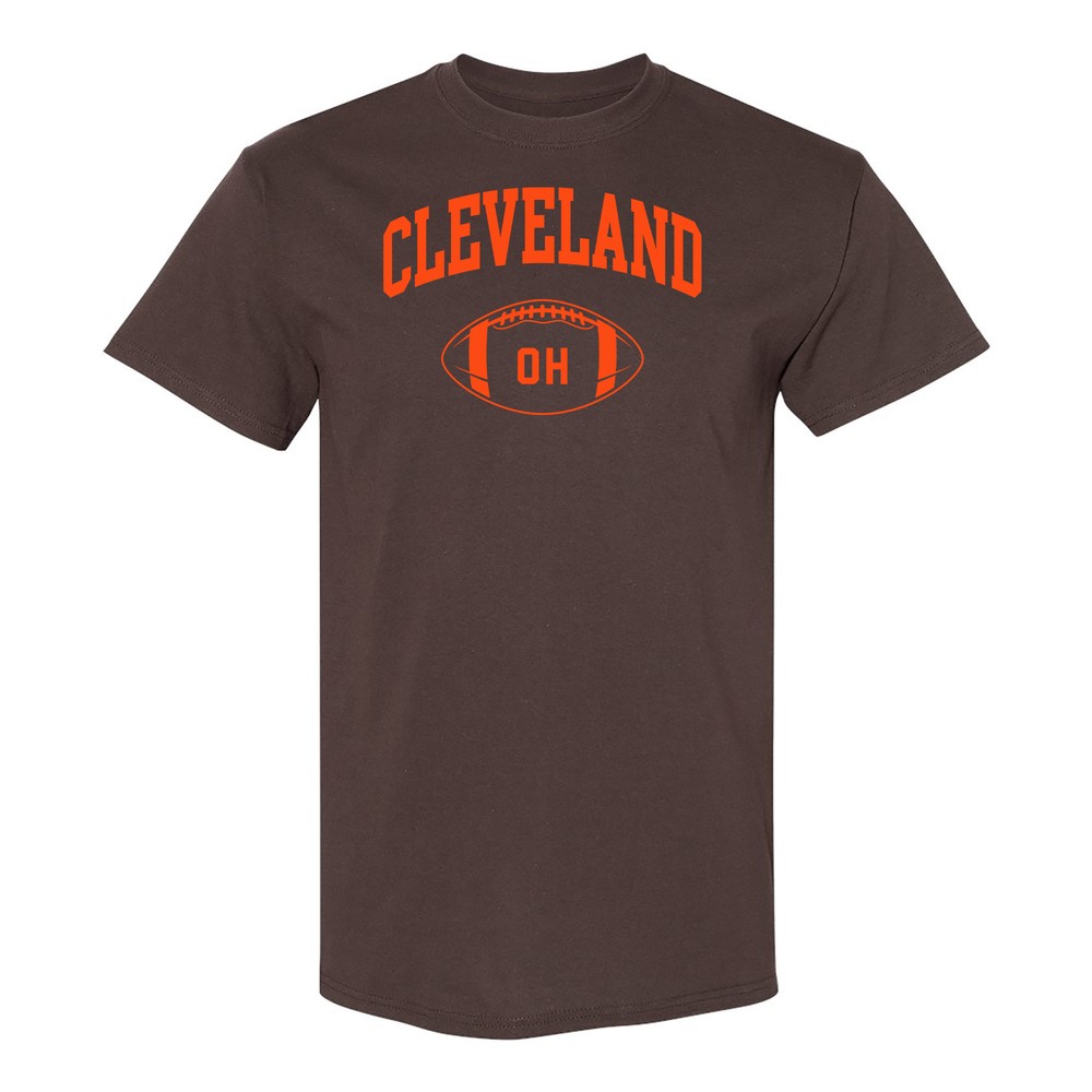Cleveland Classic Football Arch – Sport Team Color T Shirt – Dark Chocolate