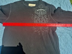Aeropostale Thermal Waffle Knit Graphic Black Crest LS Shirt Large Y2K Grunge