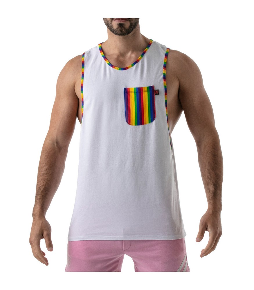 Camisole TOF PARIS Pride Tank Top Rainbow Pattern Sewn In Soft Cotton Jersay 22