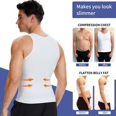 Mens Body Shaper Gynecomastia Compression Shirt Tummy Control Tank Top Waist …