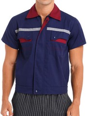 Men’s Workwear Performance Tech Work Shirt Motor Mechanic Uniform Stripe Shirt