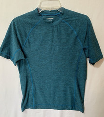 Lands End Mens Small 34-36 Teal Black Workout T Shirt Short Sleeve