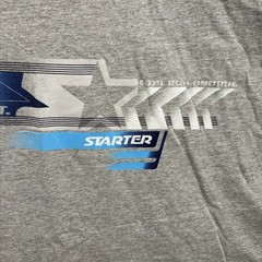 Vintage Starter T Shirt Mens XL VTG 90s Sports Tee Gray Crewneck Spell Out Logo
