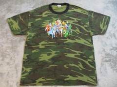 Vintage DC Comics Justice League Shirt Mens XL Green Camo Super Hero TV Movie
