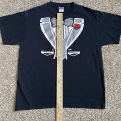 Vintage Tuxedo Bow Tie Novelty Formal Graphic Tee Shirt Black Men’s Size LARGE