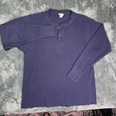 Vintage L.L. Bean River Driver Shirt Mens Medium Made in USA Navy Wool Henley