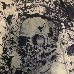 Skull mens Long Sleeve Shirt, O Neck Collar, Breathable Fabric