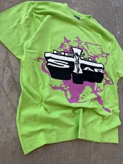 Hellstar Studios Path To Paradise Jesus Tee Neon Green Purple Pink Splat Cross