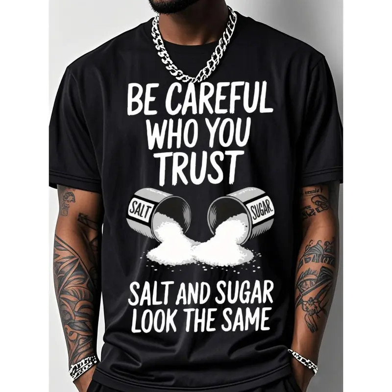 Men’s Breathable Outdoor Fitness T Shirt with Salt Graphic Print and Trustworthy