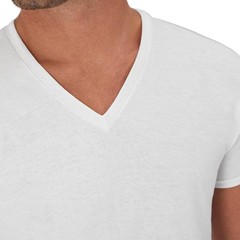 6 Pack Mens 100% Cotton,Moisture-Wicking V-neck Tee Undershirts,Medium White