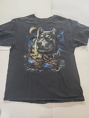 Black Wolf Graphic NatureT Shirt Sz Lg Mens Easy Care 100% Cotton Short Sleeve