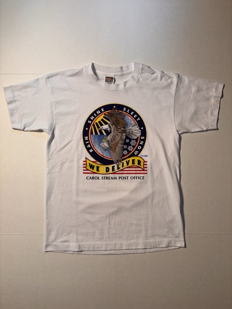 Vtg USPS Carol Stream Illinois American Bald Eagle 90s USA Promo T-shirt Medium