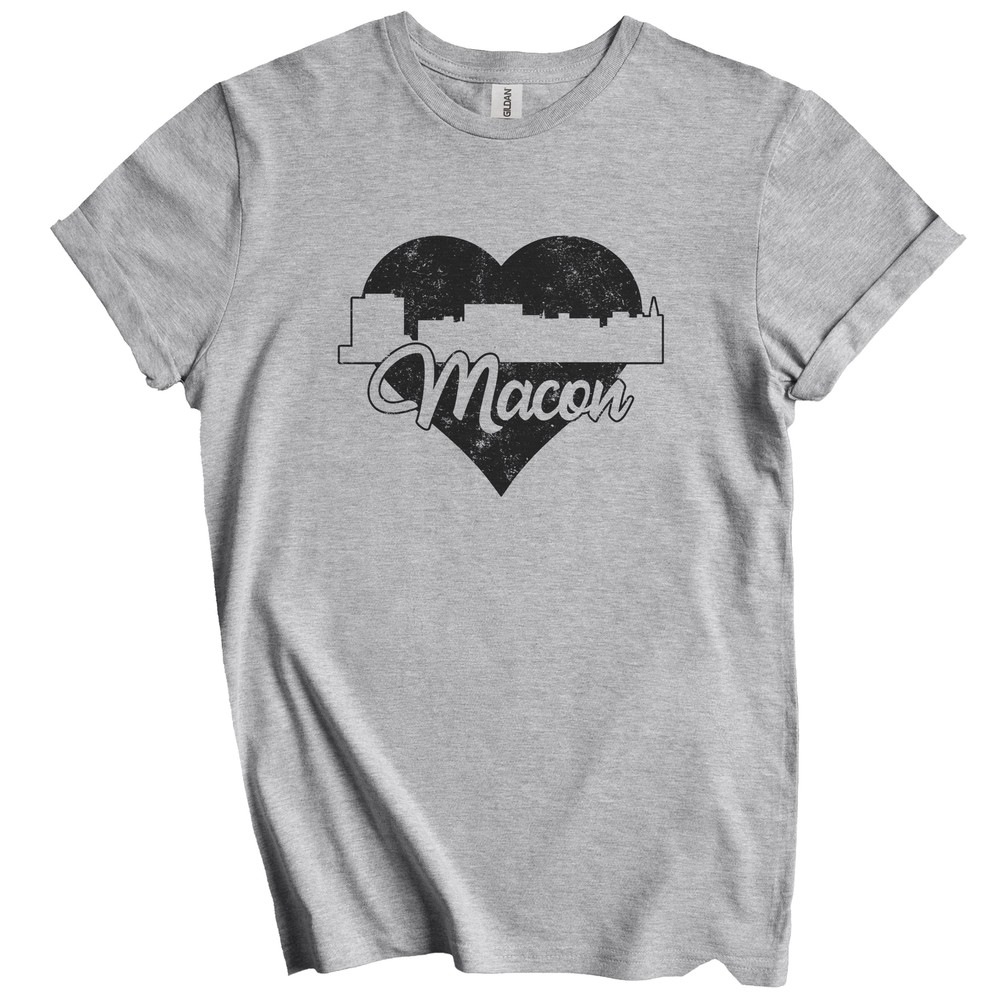 Retro Macon Georgia Skyline Heart Distressed T-Shirt