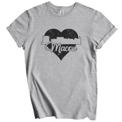 Retro Macon Georgia Skyline Heart Distressed T-Shirt