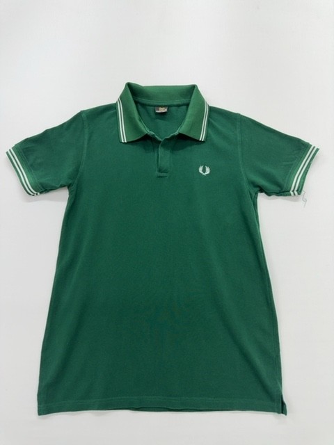 Fred Perry Mens Green Polo Shirt Size M Cotton Ribbed Collar Cuffs