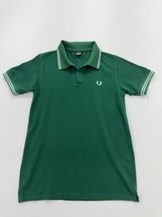 Fred Perry Mens Green Polo Shirt Size M Cotton Ribbed Collar Cuffs