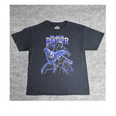 MARVEL Studios BLACK PANTHER Graphic Print Men’s L Black Tagless Crew Tee