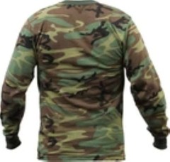 Shirt Long Sleeve Men’s Woodland Camouflage All Season S, M, XL